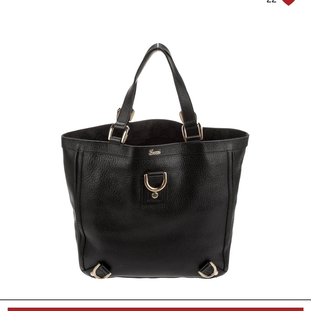 Gucci Black Leather Tote with Gold Accents